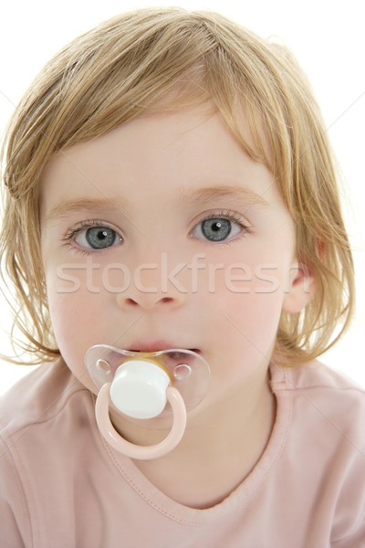 Baby toddler blond hair blue eyes and pacifier Stock photo © lunamarina