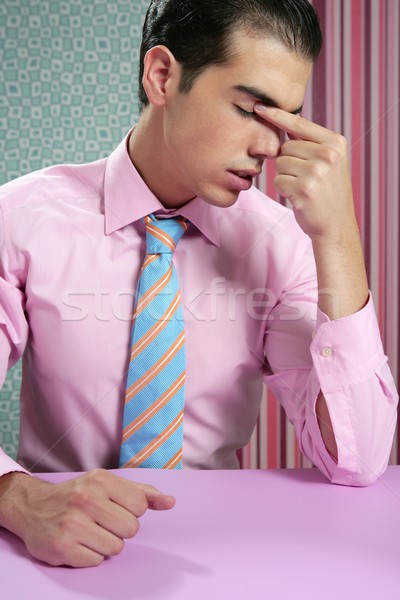 Businessman worried headache stressed and sad Stock photo © lunamarina