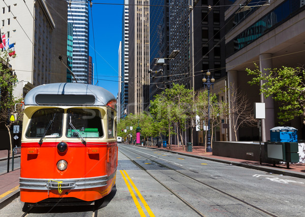 San Francisco Cable car Tram in Market Street California Stock photo © lunamarina