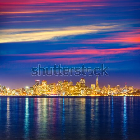 San Francisco Sonnenuntergang Skyline Kalifornien Wasser Reflexion Stock foto © lunamarina