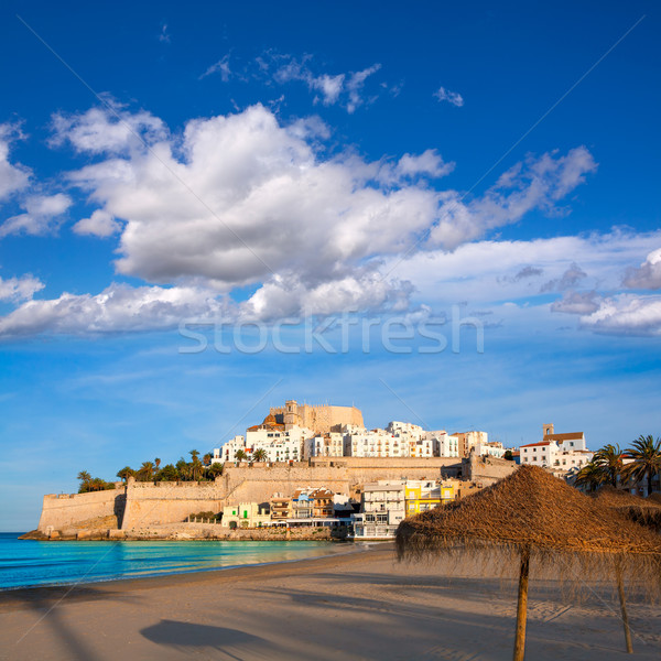 Peniscola Castle and beach in Castellon Spain Stock photo © lunamarina