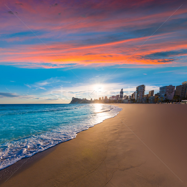 Benidorm Alicante playa de Poniente beach sunset in Spain Stock photo © lunamarina