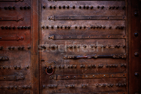 Zamora detail of old aged wood door in Spain Stock photo © lunamarina
