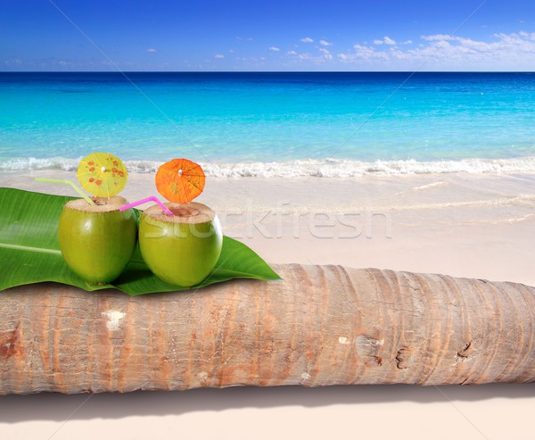 coconut cocktail in turquoise Caribbean beach Stock photo © lunamarina