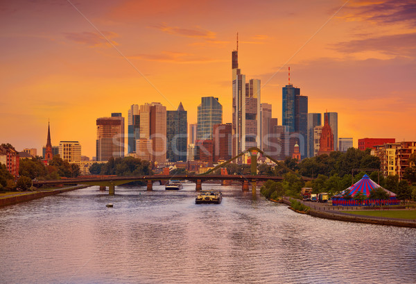 Stock fotó: Frankfurt · sziluett · naplemente · Németország · égbolt · épület