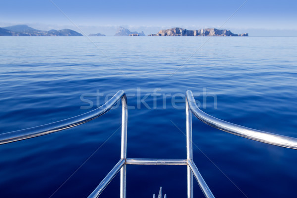 Boat bow in ibiza sailing to Esparto island Stock photo © lunamarina