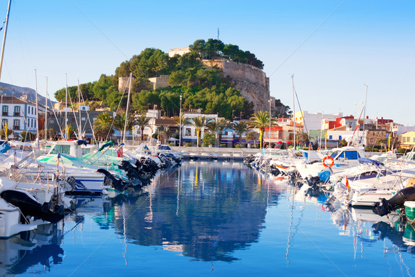 Stock photo: Denia mediterranean port village with castle