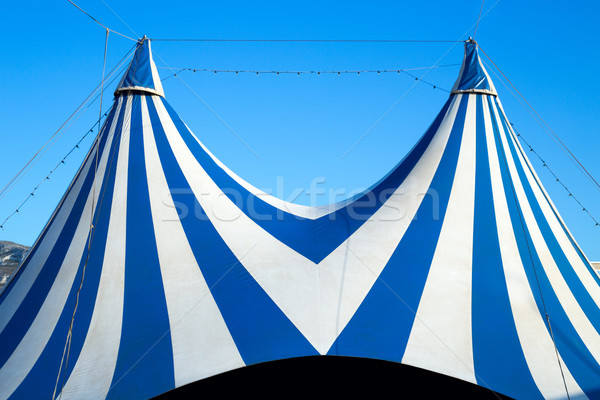 Circus tent stripped blue and white Stock photo © lunamarina
