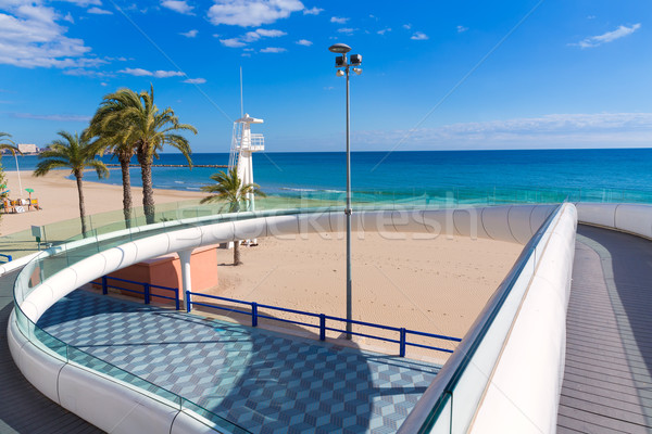 Alicante el Postiguet beach playa with modern bridge Stock photo © lunamarina
