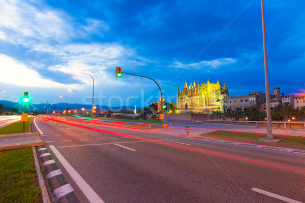 Foto stock: Mallorca · catedral · pôr · do · sol · Espanha · edifício