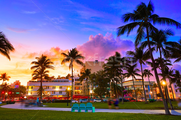 Miami zuiden strand zonsondergang oceaan drive Stockfoto © lunamarina