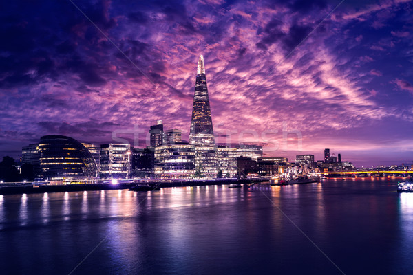 London skyline sunset City Hall and Shard Stock photo © lunamarina