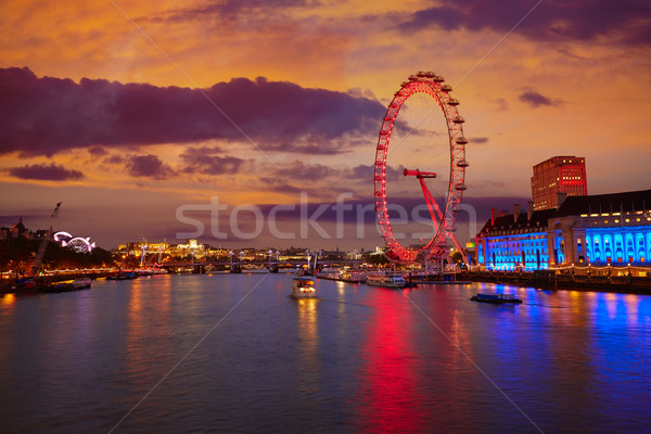 Londres coucher du soleil thames rivière Big Ben Angleterre [[stock_photo]] © lunamarina