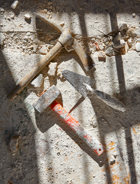 Mason tools on debris background Stock photo © lunamarina