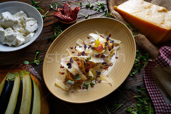 Stock photo: Aubergine and cheese recipe italian food