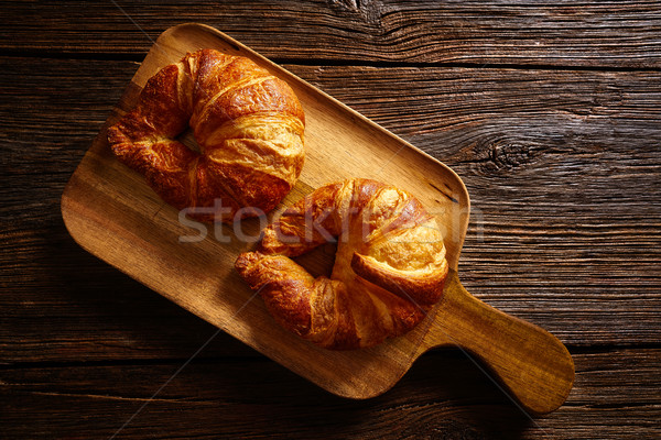 Foto stock: Croissants · tabela · bolo · jantar · café · da · manhã