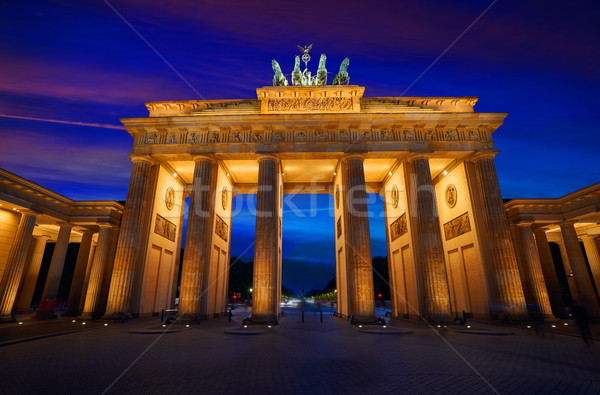 Stok fotoğraf: Berlin · Brandenburg · Kapısı · gün · batımı · Almanya · Bina · şehir