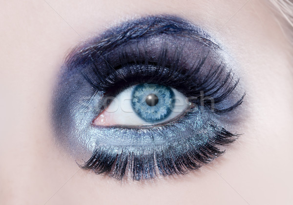 blue eye fashion makeup closeup macro winter black Stock photo © lunamarina