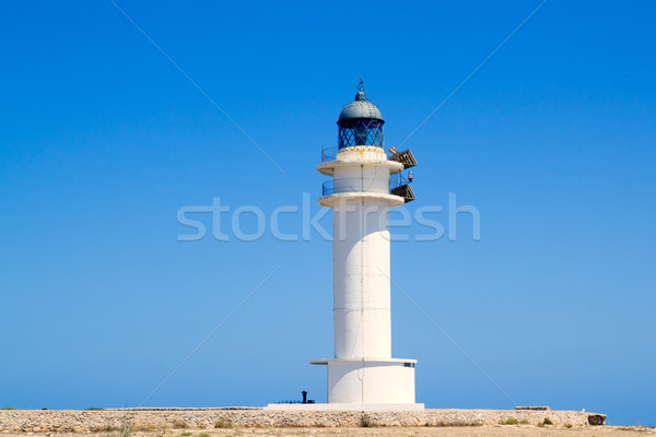 Formentera Barbria Lighthouse in blue sky Stock photo © lunamarina