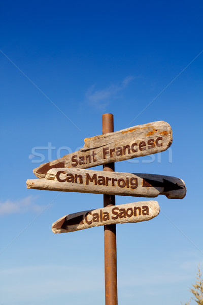 Formentera wood road signs Sant Francesc Stock photo © lunamarina