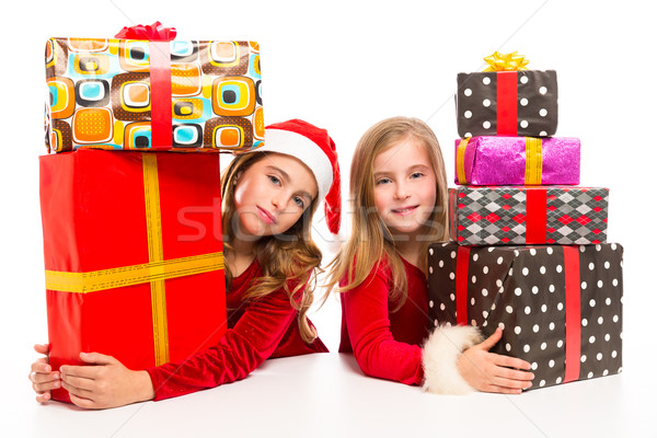 Weihnachten kid Mädchen viele Geschenke Stock foto © lunamarina