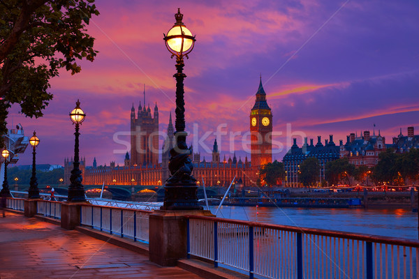 London sunset skyline Bigben and Thames Stock photo © lunamarina