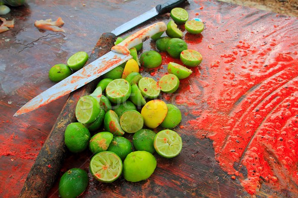 achiote knifes and lemons for achiote tikinchick sauce Stock photo © lunamarina
