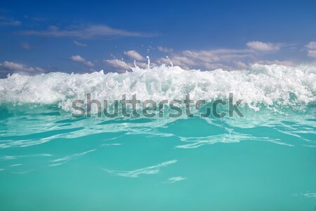 blue turquoise wave caribbean sea water foam Stock photo © lunamarina