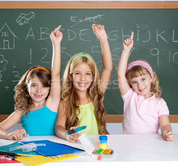 Stock photo: clever kids student group at school classroom
