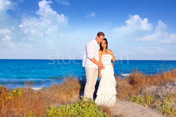 Stock foto: Paar · Liebe · Strand · Düne · Meer