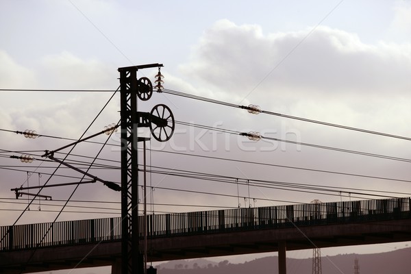 Cables and pole tower electric train railway Stock photo © lunamarina
