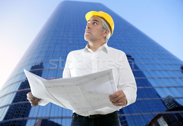 Szakértelem építész mérnök terv néz épület Stock fotó © lunamarina