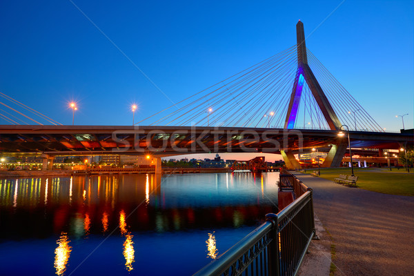 Boston Zakim bridge sunset in Massachusetts Stock photo © lunamarina