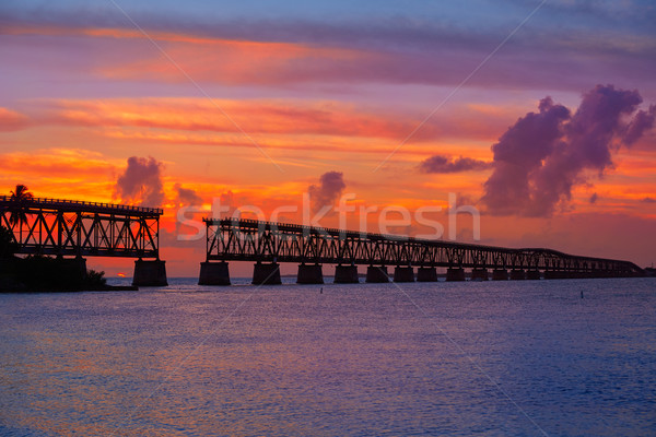 Florida Keys old bridge sunset at Bahia Honda Stock photo © lunamarina