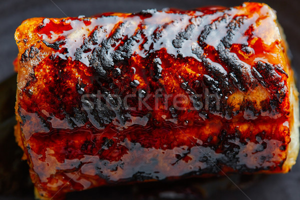 Grillés fumé anguille noir plaque macro Photo stock © lunamarina