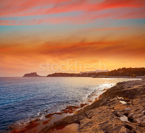 Ifach Penon view from Moraira beach in Alicante Stock photo © lunamarina