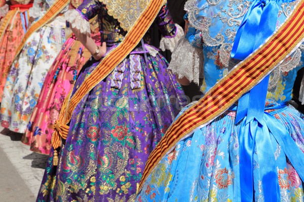 falleras costume fallas dress detail from Valencia Stock photo © lunamarina