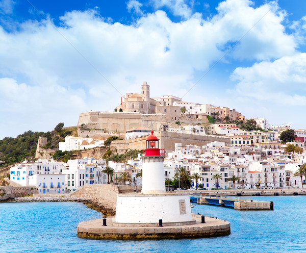 Eivissa ibiza town from red lighthouse red beacon Stock photo © lunamarina