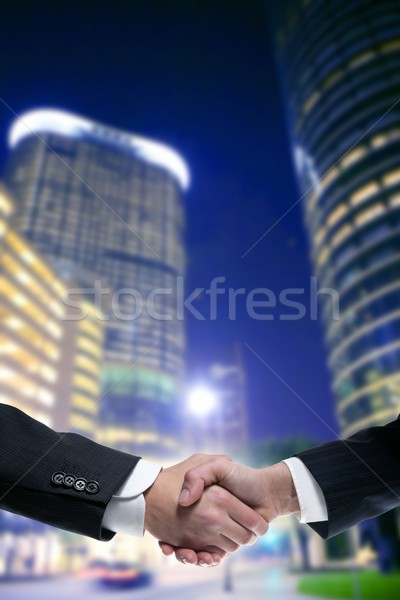 Stock photo: Businessman partners shaking hands with suit