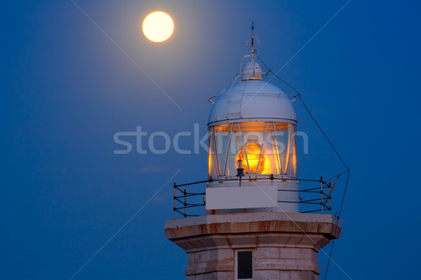 Ciutadella Menorca Punta Nati lighthouse moon shine Stock photo © lunamarina