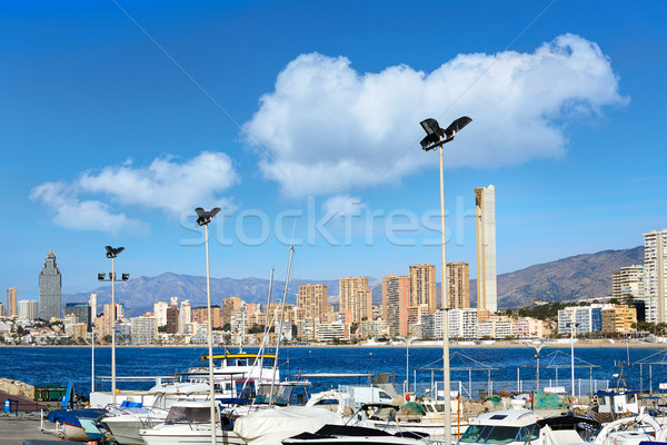 Stok fotoğraf: Marina · liman · İspanya · akdeniz · gökyüzü · şehir