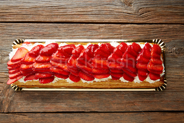 Fraises tarte bois table en bois fond [[stock_photo]] © lunamarina