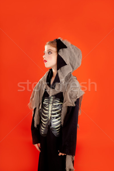 Stockfoto: Halloween · kid · meisje · kostuum · oranje · partij