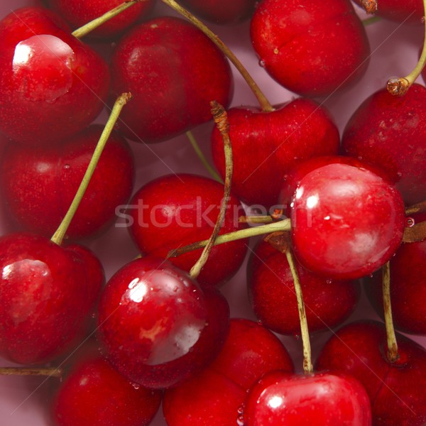 Imagine de stoc: Cireş · roşu · fructe · pătrat · macro · apă