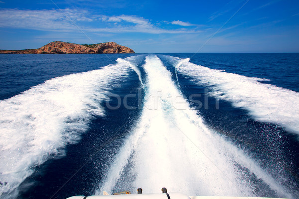 Ibiza Sa Conillera island from boat wake San Antonio Stock photo © lunamarina