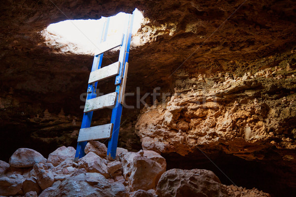 Cave hole entrance with ladder in Barbaria Cape Stock photo © lunamarina