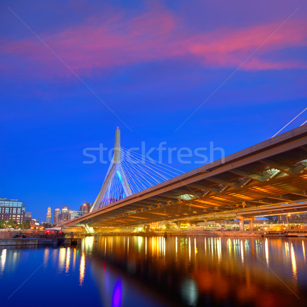 Boston Zakim bridge sunset in Massachusetts Stock photo © lunamarina