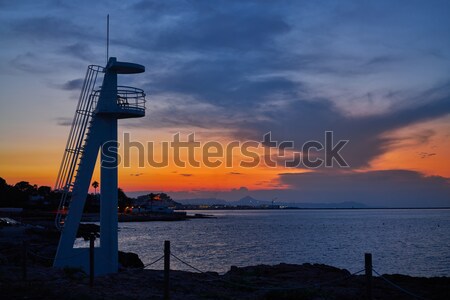 Foto stock: Puesta · de · sol · mediterráneo · España · playa · agua · sol