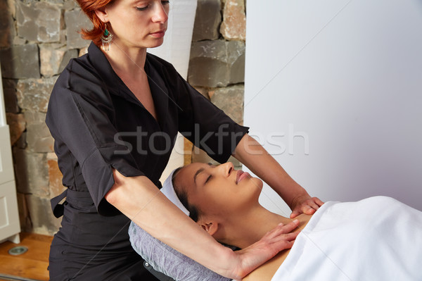 Zdjęcia stock: Plecy · szyi · masażu · kobieta · ręce · relaks