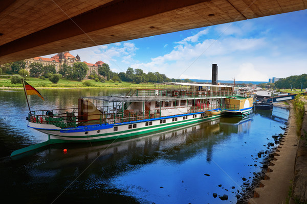 Dresden Elbe river and boats in Saxony Germany Stock photo © lunamarina